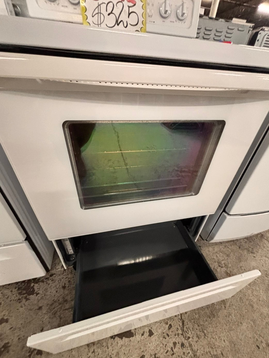 >special🔥whirlpool Glass Top electric stove white convection oven bake broil 5 burner Self clean 30” white Refurbished #EW3P21B
