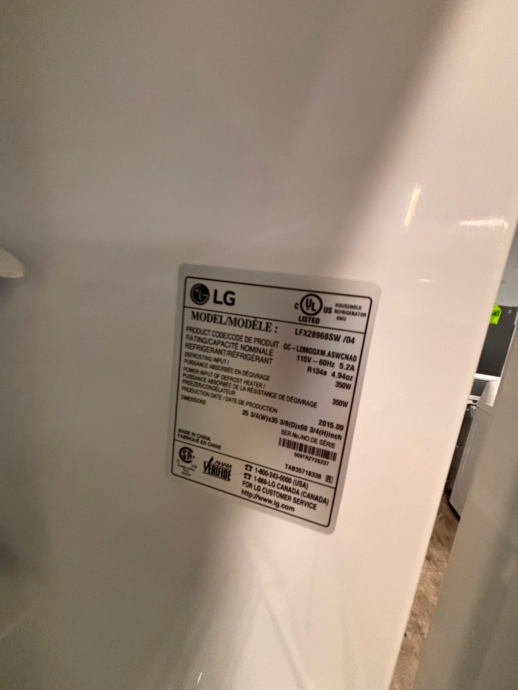 >* special🔥used-Refurbished LG 36”w x69h x 29 depth refrigerator stainless steel w/ice & water dispenser 36 “ #LGDS73B
