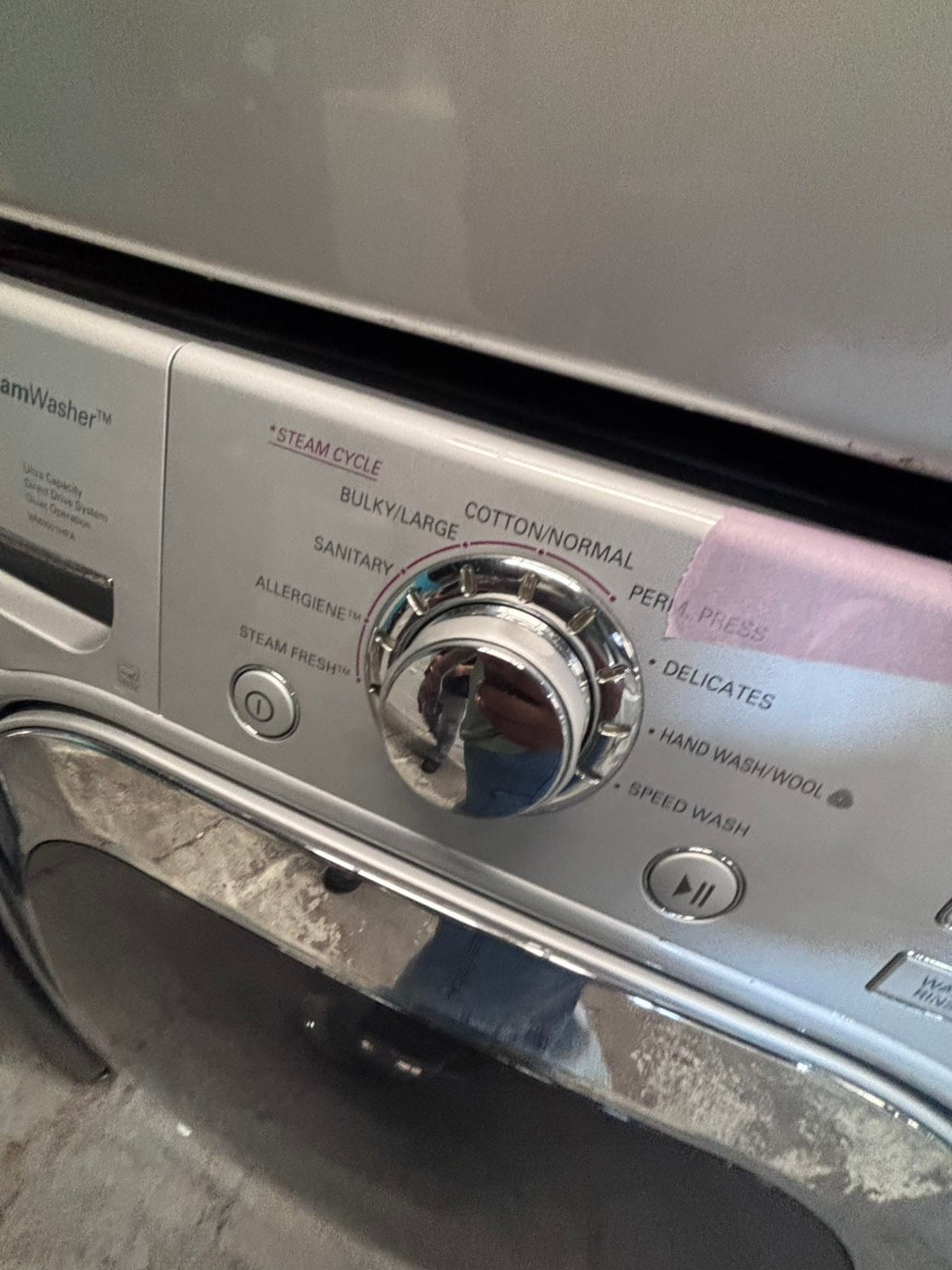 >*LG GAS  washer large capacity& dryer steam set front load stackable or side by side gray 27” in used-Refurbished #SFLG9B6ET