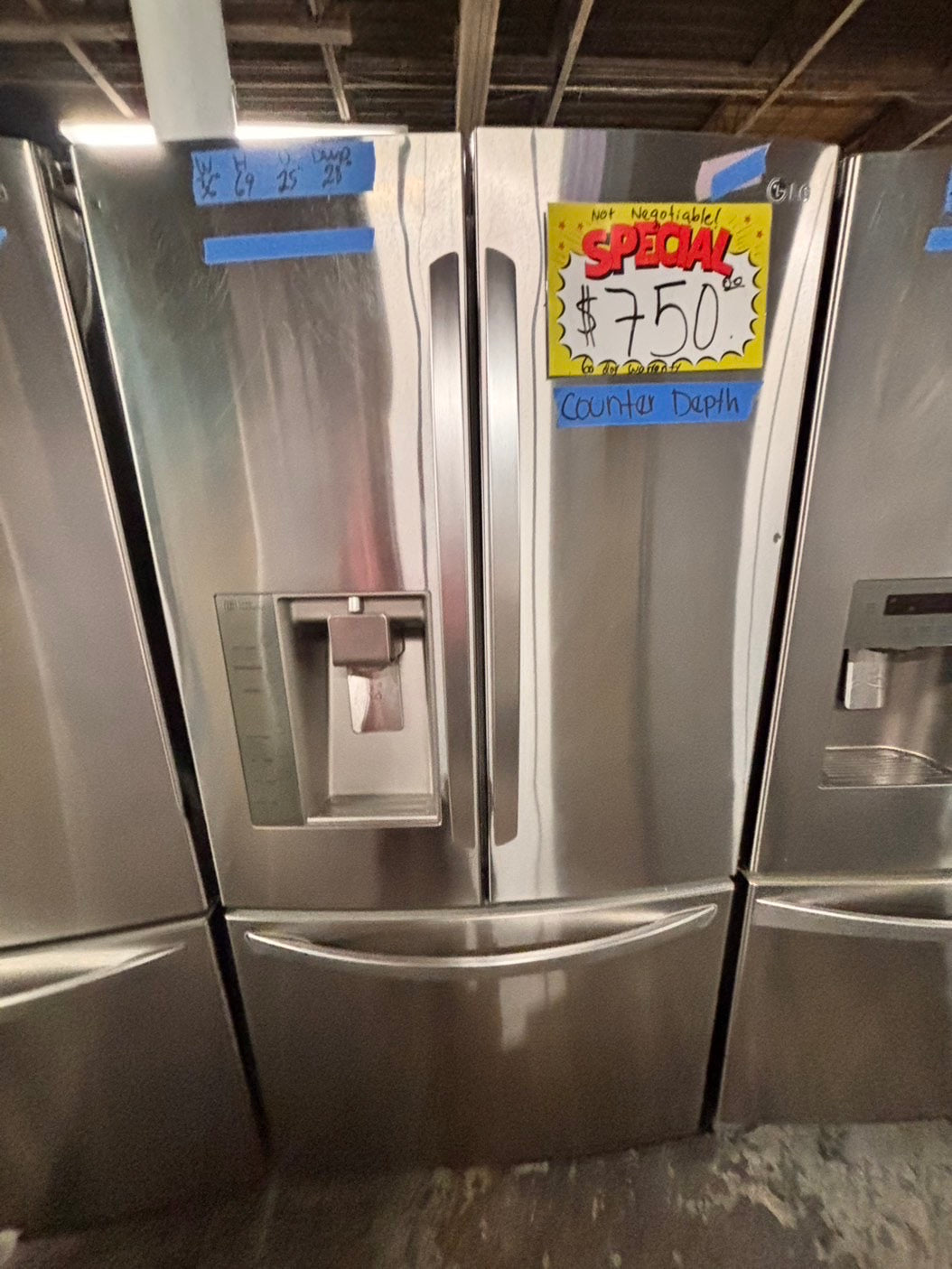 >sale🔥LG  French door Refrigerator counter depth stainless steel w/ ice water dispenser great condition 36" used-refurbished #KVAW24B