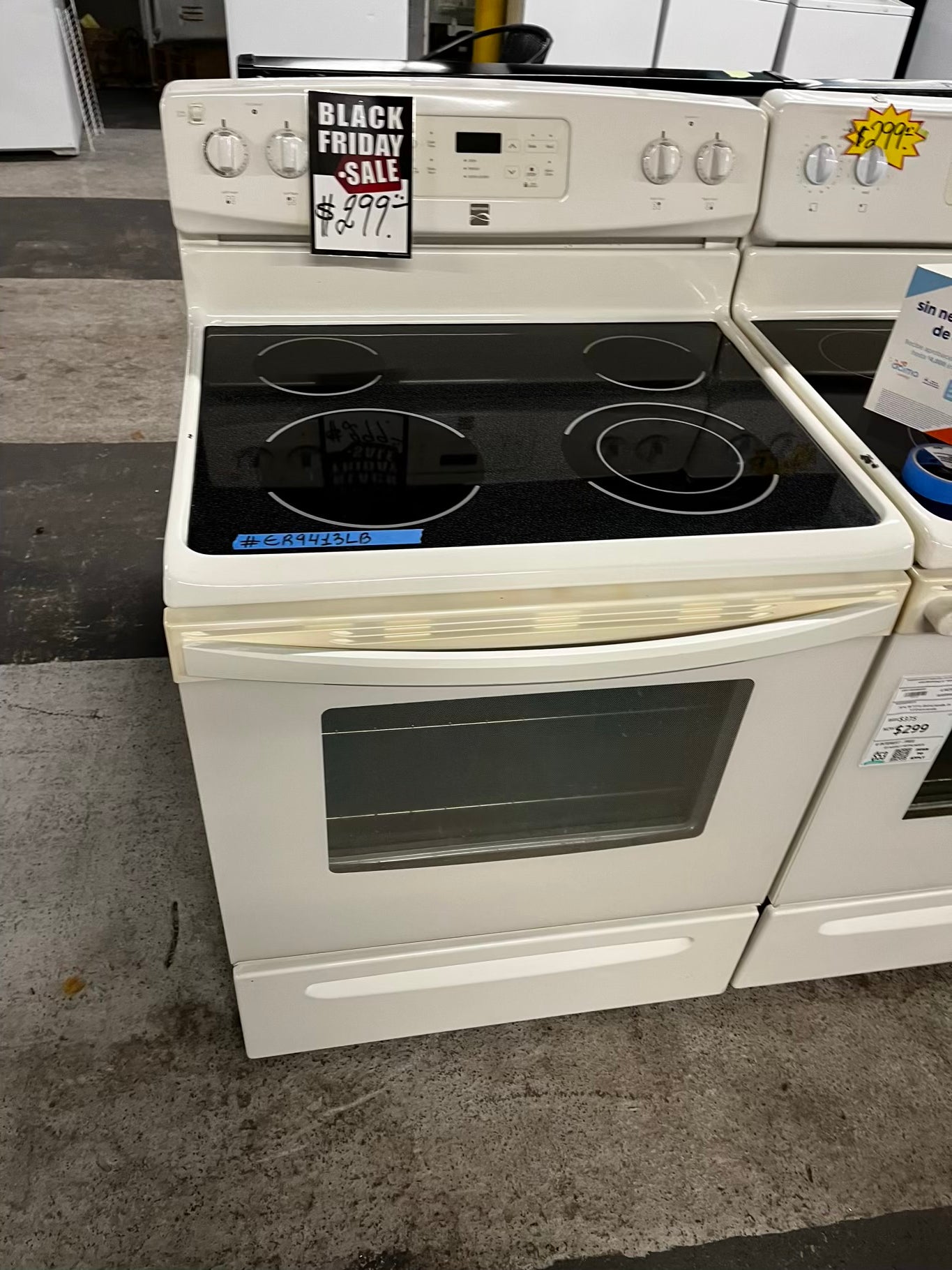 • 🎉 BLACK FRIDAY ⚡️ Kenmore glass top electric range 220v 4 burner Refurbished in off white  bake Broil self clean  30" #ER9413LB
