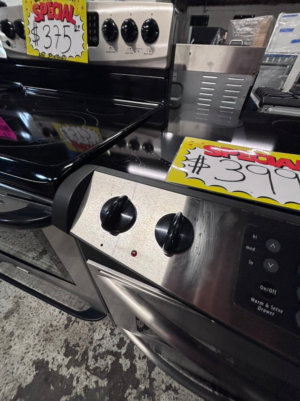 >*sale🔥Frigidaire slide in Glass top electric 220v range 5 burner warm zone bake broil self clean in stainless steel 30" used-Refurbished #ETT27B
